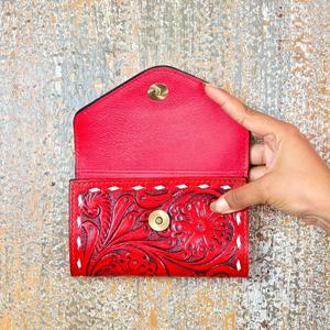 Women's Genuine Leather Fashion <b>Card</b> <b>Holder</b> <b>Wallet</b> Red Multi-<b>Card</b> Slots Cover Closure Daily Use Minimalist Style Short Length - Product Image 3