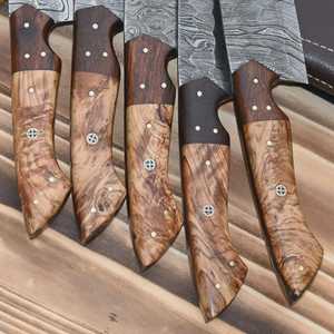 Ensemble de couteaux de chef professionnels en acier au carbone faits à la main, personnalisés, avec manche en os ambidextre, finition polie, étui en cuir pour cuisine - Product Image 4