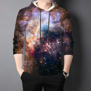 เสื้อฮู้ดดี้พิมพ์ลายกาแล็กซี่สำหรับผู้ชาย ทรงปกติ ซิปหน้า สวมใส่สบาย พิมพ์ลายแบบซับลิเมชั่น ผ้าโพลีเอสเตอร์ถัก สไตล์ฤดูใบไม้ร่วง - Product Image 6