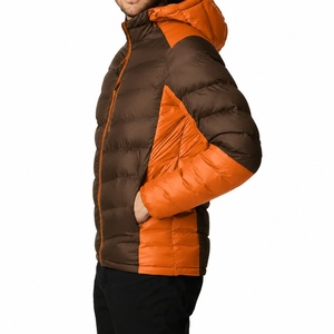 Chaqueta Acolchada con Capucha para Hombre, Color Marrón Naranja, con Cuello Alto, Cierre de Cremallera Transpirable, Relleno de Plumón, Resistente al Viento, para Uso Casual de Invierno - Product Image 6