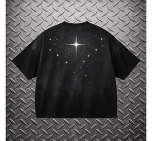 Camiseta Personalizada con Pedrería, Diseño de Rayos de Sol, Talla Grande, Color Negro Degradado, con Tachuelas de Estrella, Estilo Hip Hop, Moda Urbana, Camisetas de Algodón para Hombre - Product Image 2