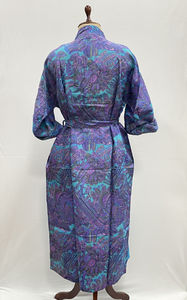 Robe Kimono en Soie pour Femme, Style Indien Vintage Recyclé, Robe de Maternité, Saree de Mariée, Col en V, Fermeture à Cordon sur le Devant, Longueur Intégrale - Product Image 3