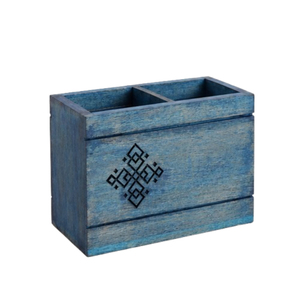 <b>Rustic</b> Wooden Utensil Caddy & Spoon Stand Custom Design Hand-Carved Floral Wood <b>Desk</b> Organizer For <b>Office</b> & Kitchen Tableware - Product Image 2