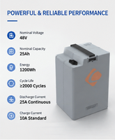 Batterie de vélo électrique Lezet 48V LiFePO4 Lithium-ion 1200Wh, longue durée de vie, haute capacité, rechargeable, garantie 5 ans, certifiée CE