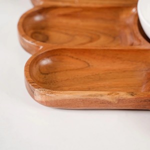Grande assiette de service en bois d'acacia naturel, plateau pour fromage, pain, en-cas, cuisine, vaisselle de table - Product Image 5