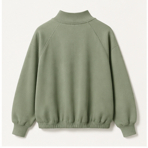 <b>Custom</b> Sage Green Womens Mock Neck Sweatshirt <b>Balloon</b> Sleeve Relaxed Fit Pullover WSS-0004 - Product Image 4