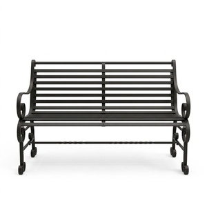 Weatherproof Powder Coated Wrought Iron Park Bench Custom Hand Forged Metal <b>Garden</b> Long Chair 3-<b>Seater</b> - Product Image 1