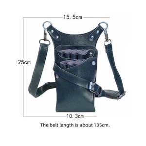 Sacoche asymétrique pour ciseaux de barbier, étui professionnel pour outils de coiffeur en cuir noir avec sangle réglable OEM ODM - Product Image 4