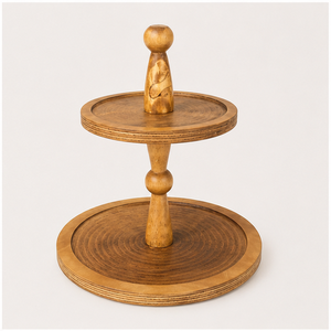 Handcrafted 2-<b>Tier</b> Wooden <b>Cake</b> Stand Eco-Friendly Solid Wood Cupcake Display Tower for Wedding Party Decorations Lowest Price - Product Image 1
