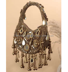 Pochette de soirée écologique en perles de lune, sac de mariage fait main, broderie de perles, sac décontracté demi-lune pour plage et fête - Product Image 3