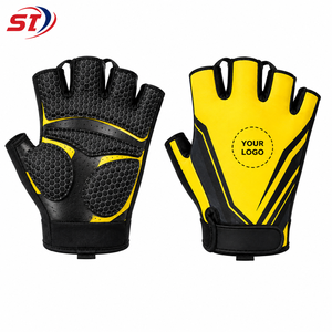 High Visibility <b>Half</b> Finger Racing Cycling Gloves Anti <b>Slip</b> Gel Pad Microfiber Hook Loop Closure Bike Wholesale OEM Custom Logo - Product Image 1