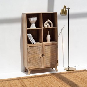 Vitrina de Ratán Merino Prime de Vandana, Mueble de Almacenamiento Moderno con Diseño Tejido Natural - Product Image 5