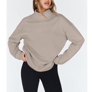 Sudadera con Capucha Oversize de Cuello Alto, Jersey de Punto de Color Liso, Manga Regular, Unisex, para Otoño - Product Image 6