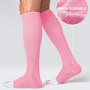 Wholesale Daizha Sports Pink <b>Knee</b> <b>High</b> Socks 100% Cotton Soccer Baseball Softball Sports Solid Color Breathable Knitted Sport - Product Image 2