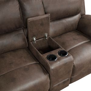 Design moderno 1 pezzo tappezzeria in microfibra marrone struttura in legno massiccio reclinabile Loveseat mobili da soggiorno di peluche - Product Image 5