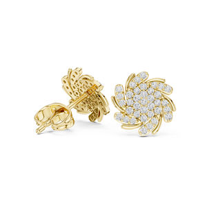 Pendientes de compromiso de oro amarillo de 14 quilates con diamantes cultivados en laboratorio para mujer |   Diamante Cultivado Nuevo - Product Image 5