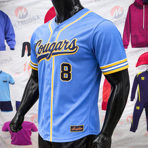 Maillot de baseball pour clubs et équipes, coupe ajustée, séchage rapide, respirant, 100 % polyester, personnalisable par sublimation, nom du joueur brodé - Product Image 3