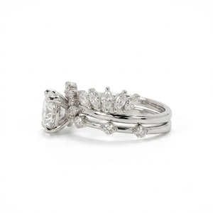 Anillo de Compromiso con Diamante Cultivado en Laboratorio de Corte Redondo VBSR-717, Platino 950, 1.13CT, Color E, VS1, Conjunto de Anillos de Novia, Anillo de Boda, Joyería Fina - Product Image 4