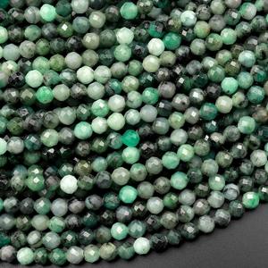 Perles rondes facettées en émeraude verte naturelle authentique, pierre précieuse laser, pierre de naissance de mai, pour la création de bijoux - Product Image 6