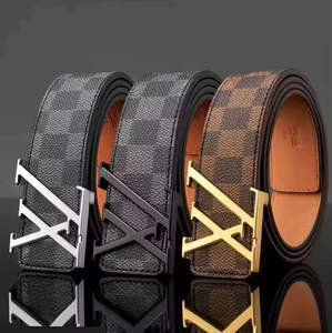 Ceinture pour homme en cuir de vache véritable de style occidental, personnalisée avec une boucle en alliage en forme de lettre L - Product Image 1