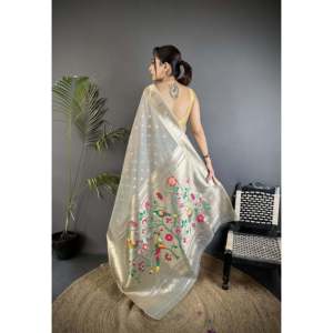 Sari Paithani en tissu épais avec motifs Mina Butti pour mariage - Product Image 3