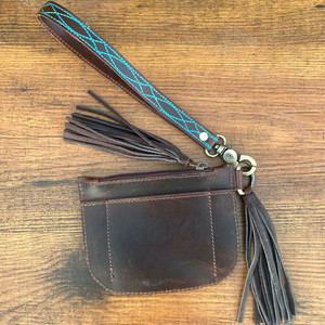 Porte-monnaie en cuir suédé avec pompon pour femme Porte-cartes Western en cuir véritable Porte-clés portefeuille - Product Image 6