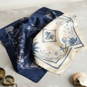 TUYET DUNG Foulard carré de luxe vintage 100% soie satinée fabriqué au Vietnam, imprimé sur mesure, unisexe, cadeau de mode, vente en gros - Product Image 4