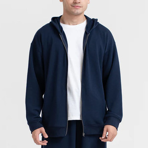 Sudadera con capucha y cremallera de algodón para hombre, de manga larga, lisa, cálida, de invierno, con forro polar - Product Image 5