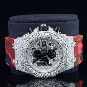 Men's Luxury Watch <b>Red</b> Camouflage Silicone Band Diamond Buckle 24mm Quartz Movement Stainless Steel Case - Product Image 1