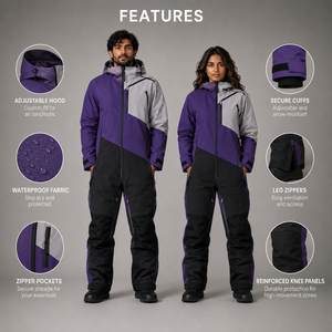 Custom Unisex Color Block Ski Suit Insulated Waterproof Snow Jacket and Pants Wholesale Sportswear Manufacturer Supplier - Product Image 1