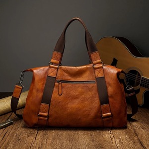 Bolsa de Viaje Impermeable de Cuero Genuino, Bolsa de Gimnasio de Gran Capacidad, Bolsa de Viaje para Pasar la Noche, Logotipo Personalizado - Product Image 1