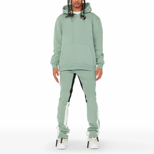 Ensemble de survêtement décontracté vert menthe pour homme, à capuche, manches longues, couleur unie, respirant, coupe ample, pour l'automne - Product Image 1