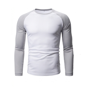 Camisetas de manga larga de punto liso de ajuste ajustado para hombre, talla grande, para gimnasio, para adultos, ropa deportiva de compresión de ajuste ajustado con cuello redondo - Product Image 3
