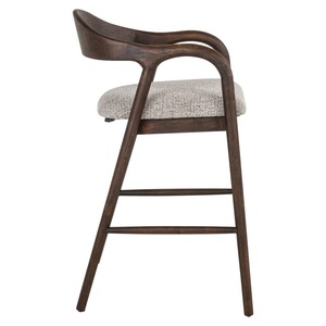 Chaise de bar moderne en bois massif avec accoudoirs fixes, siège en tissu résistant à l'eau, design mi-siècle, mobilier de bar pour la maison - Product Image 3