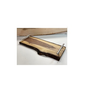 Plateau de service rectangulaire en bois brun pour petit-déjeuner, vente directe usine, plateau de rangement alimentaire très vendu - Product Image 2