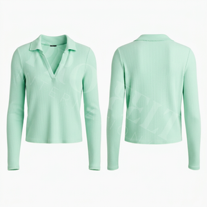 Camiseta Polo de Manga Larga con Cuello en V y Diseño de Logotipo Personalizado para Hombre, Tallas Grandes, Estilo Casual, Elegante y Moderno para la Playa - Product Image 3