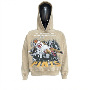 Sweat-shirt à capuche surdimensionné rouge pour homme, streetwear, imprimé graphique, en coton molletonné, design vintage, logo sur le devant - Product Image 5