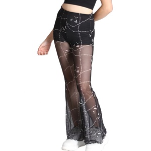 <b>Black</b> Fashion Transparent Sexy Men and Women Slim Tight Pants Sexy Pants <b>Mesh</b> Overlay Wide Leg <b>Trousers</b> Ladies <b>Trousers</b> Sexy - Product Image 1