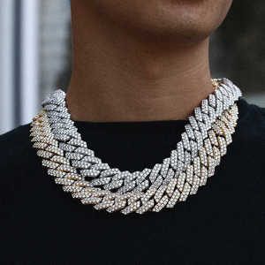 Collar Unisex de Plata de Ley Chapado en Oro con Moissanita de Corte Brillante, Diseño Geométrico, Cadena de Eslabones, Estilo Hiphop, para Aniversario - Product Image 5