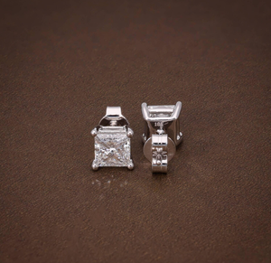 ต่างหูเพชร IGI Certified Lab Diamond เงินแท้ 925 ชุบเงิน ทรงปรินเซสคัท สี F สไตล์วินเทจ สำหรับงานหมั้น งานแต่งงาน หรืองานเลี้ยงสุดหรู - Product Image 2