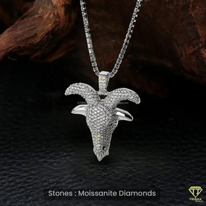 Pendentif Chèvre Glacée Plus Grand Bijoux Capricorne de Tous les Temps pour les Amoureux des Animaux Argent Sterling 925 avec VVS Lab Grown Hip Hop - Product Image 4