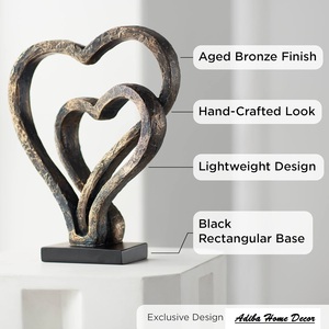 Modern Interlocking Hearts Sculpture in Bronze Finished Love Symbol Art Piece - Product Image 6