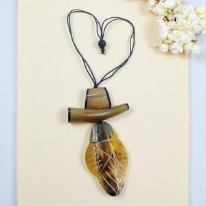 Handmade Buffalo Horn <b>Statement</b> Pendant <b>Necklace</b> Natural Boho Jewelry with <b>Necklace</b> Boho Pendant - Product Image 3