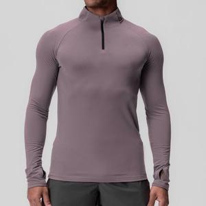 Camiseta de compresión de manga larga con cremallera para hombre, personalizada al por mayor, para fitness, entrenamiento, gimnasio, ropa deportiva, sudadera, camiseta 1/4 - Product Image 1