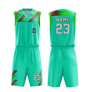 Conjunto de Uniforme de Baloncesto Sublimado Personalizado, Unisex, Verde, Sin Mangas, Cuello en V, Pantalones Cortos, Antibacteriano, Resistente al Viento - Product Image 3