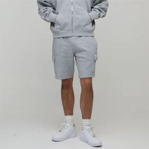 Pantalones Cortos Cargo de Algodón Gris para Hombre Rubabull, Cintura Elástica de Altura Media, Casuales con Bolsillos, Transpirables, Unisex - Product Image 1