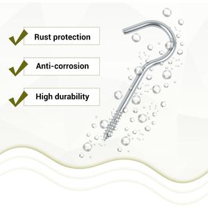 Hardware 4 15/16\" Steel Screw Hooks 10 Pack Heavy Duty Self-Tapping Cup Hooks Open Loop Design for Hanging <b>Hammocks</b> Easy - Product Image 5