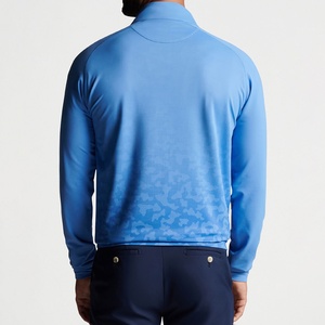 Suéter Deportivo de Punto para Hombre, Azul, con Cierre de Cremallera de un Cuarto, Manga Larga, Transpirable, con Degradado de Color - Product Image 2