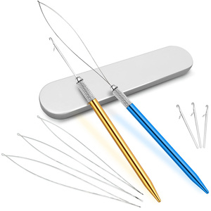 Hair Extension Loop <b>Needle</b> Set Storage Case Micro Links Wire <b>Threader</b> Pulling Hook Kit Metallic Handle Salon Stylist Tools - Product Image 1