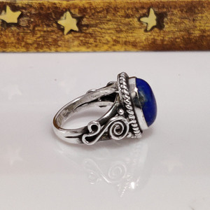 Anillo Hecho a Mano con Piedra Preciosa de Lapislázuli Natural, Anillo de Plata de Ley 925 para Niñas y Mujeres - Product Image 3